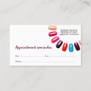 Manicure Nail Salon White Next Visit Reminder Card