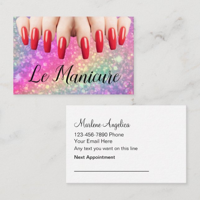 Manicure Nail Tech Appointment Business Cards (Front/Back)