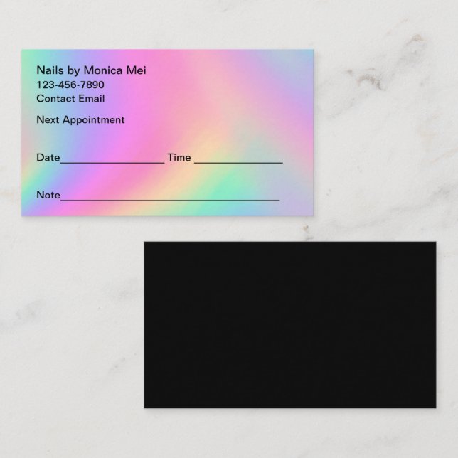 Manicure Nail Tech Client Appointment Cards (Front/Back)