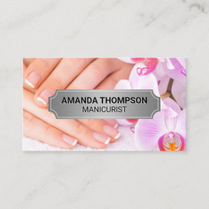 Manicure Nails Pink Orchid Flowers Appointment Card