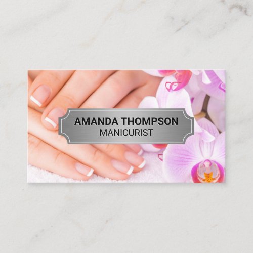 Manicure Nails  Pink Orchid Flowers Appointment Card