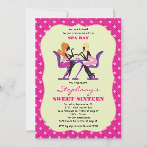 Manicure Spa Sweet Sixteen Invitation