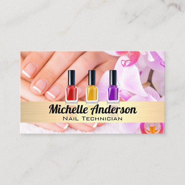 Manicured Hands | Nail Polish Bottles Business Card (Front)
