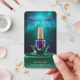 Manicurist Artist Nail Dark Green Navy Blue Chic Business Card