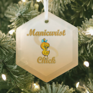 Manicurist Chick Glass Ornament