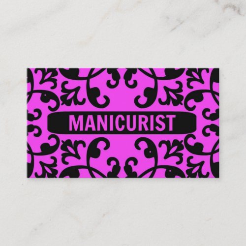 Manicurist Hot Pink Damask Business Card