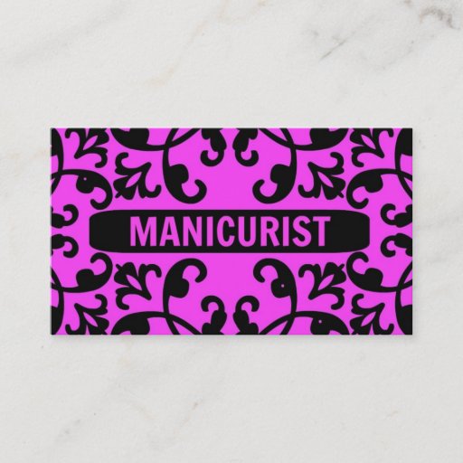Customizable Manicurist Hot Pink Damask Business Card