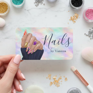 Manicurist Nail Artist Stylish Iridescent Opal Business Card