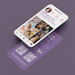 Manicurist Nail Artist Tech IG Dusty Purple Business Card
