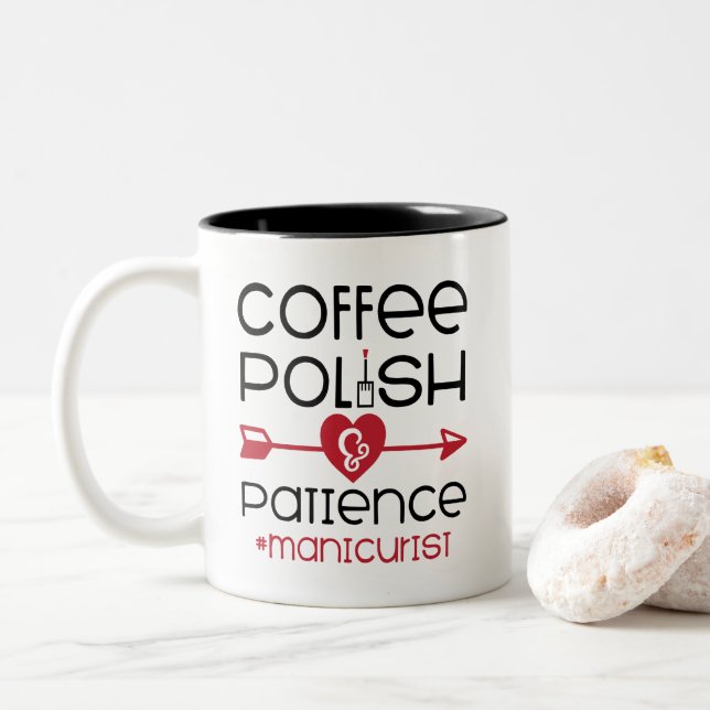 Manicurist Nail Tech Cosmetologist Manicure Salon Two-Tone Coffee Mug (With Donut)