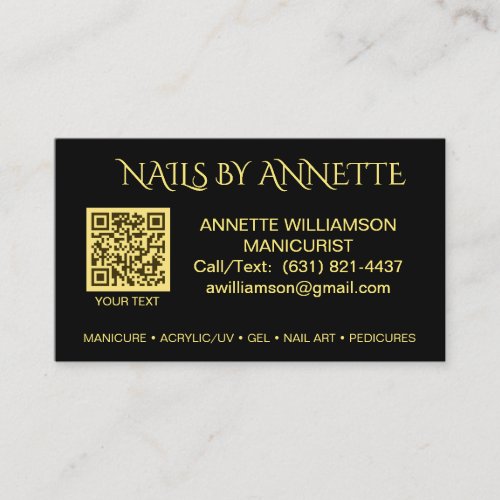 Manicurist Nail Technician Gold Accent   Business Card