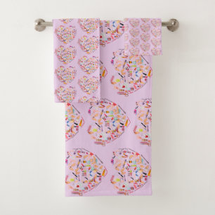 Manicurist Nail Technician Tool Heart Bath Towel Set