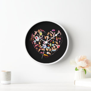 Manicurist Nail Technician Tool Heart Clock