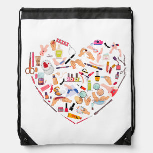 Manicurist Nail Technician Tool Heart Drawstring Bag