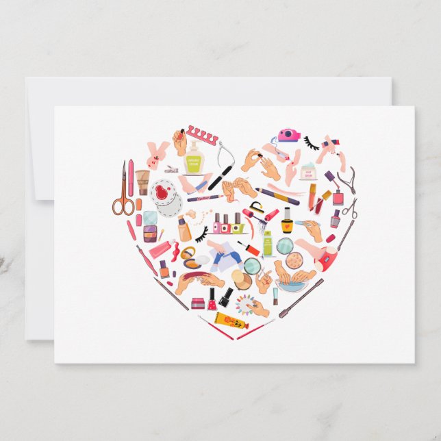 Manicurist Nail Technician Tool Heart Holiday Card (Front)