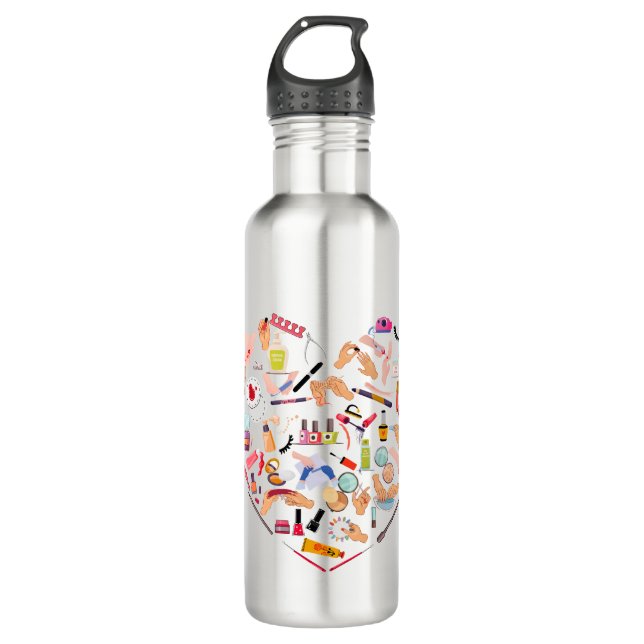 Manicurist Nail Technician Tool Heart Stainless Steel Water Bottle (Front)