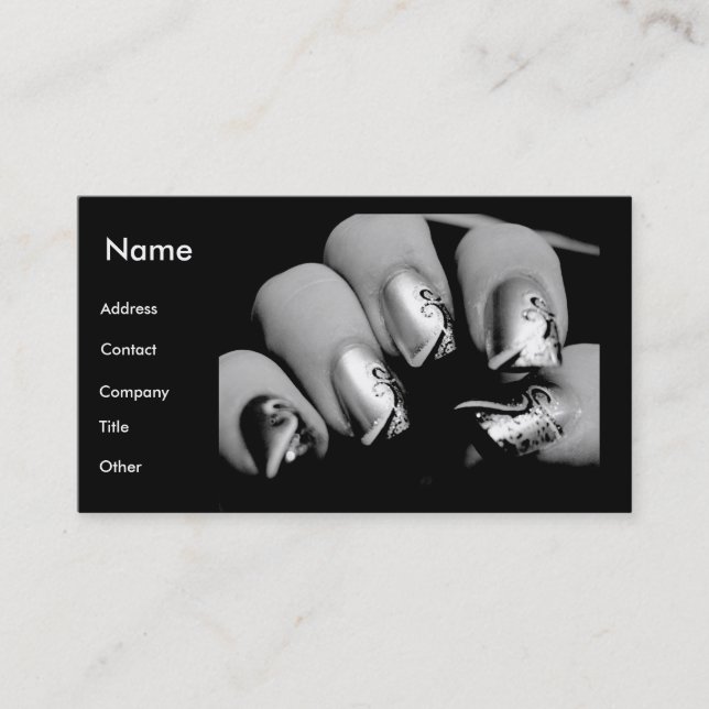 Manicurist Nails In Black & White Business Card (Front)