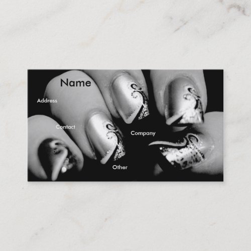 Manicurist Nails In Black &amp; White I Business Card