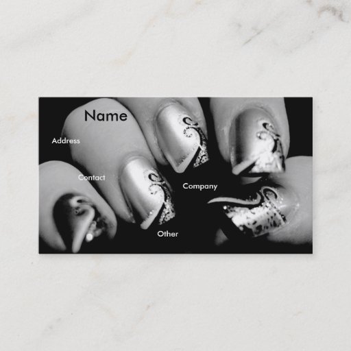 Customizable Manicurist Nails In Black & White I Business Card