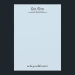 Manicurist Pedicurist Letterhead Invitation<br><div class="desc">Manicurist Pedicurist letterhead stationery business branding and marketing material. Pal blue background with a modern script typeface and sans serif type with a simple modern style.</div>