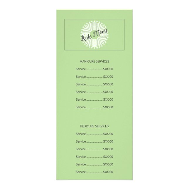 Manicurist Pedicurist Nail Salon Services Rack Card (Front)