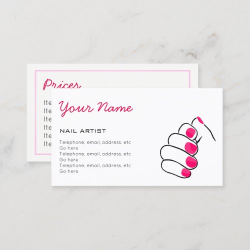 Manicurist Price Business Cards