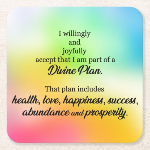 Manifest Abundance and Prosperity  Square Paper Coaster