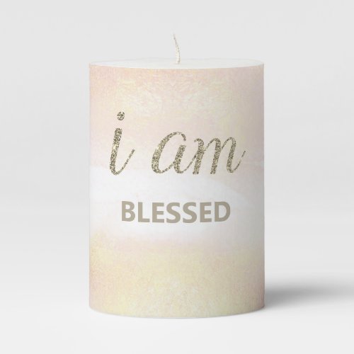 *~*  Manifest INTENTION Blessed Gold Pastel Pillar Candle