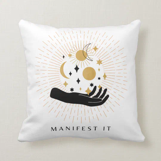 Manifest It Manifestation Celestial Affirmation Throw Pillow | Zazzle.com