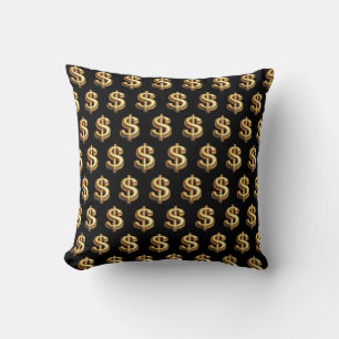 Manifest Wealth Dollar Sign Bling Throw Pillow