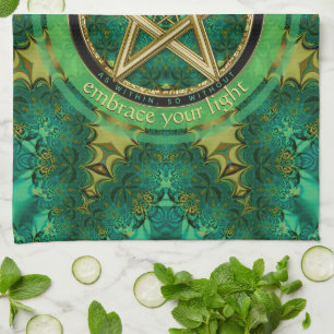 Manifest Your Magic Golden Pentacle Sun Star Kitchen Towel