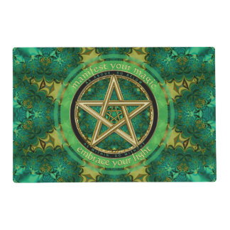 Manifest Your Magic Golden Pentacle Sun Star Placemat