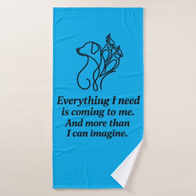 Manifestation Affirmation Quote Blue Bath Towel (Bath Towel)