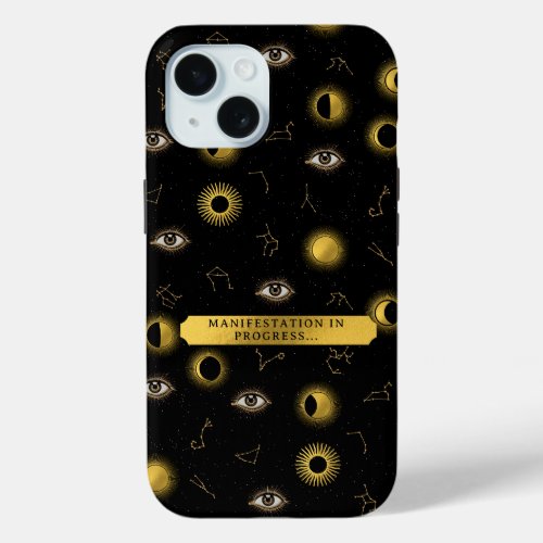 Manifestation Celestial Sun  Moon Zodiac Eye iPhone 15 Case