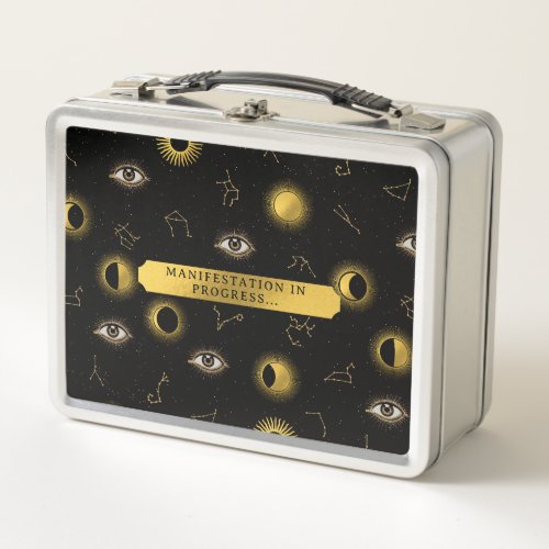 Manifestation Celestial Sun  Moon Zodiac Eye Metal Lunch Box