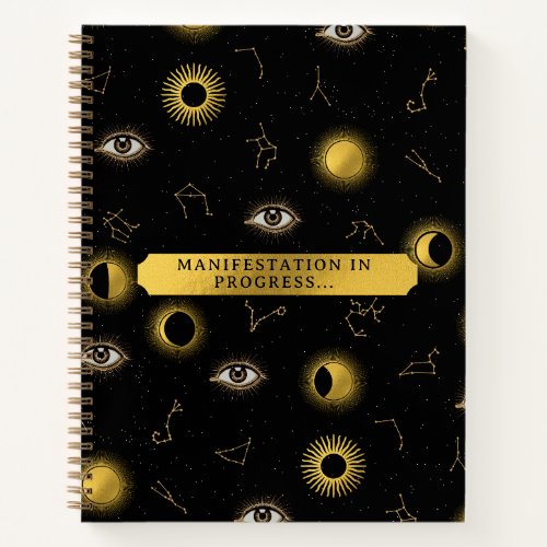 Manifestation Celestial Sun  Moon Zodiac Eye Notebook