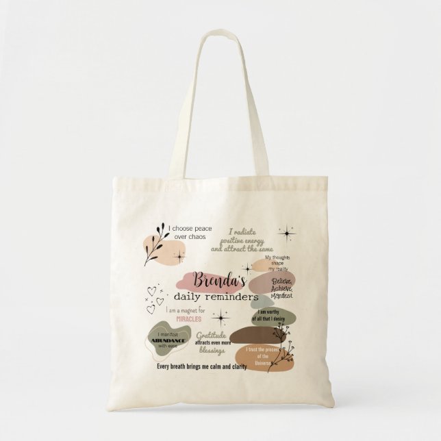 Manifestation Custom Name Law of Attraction Tote Bag (Front)