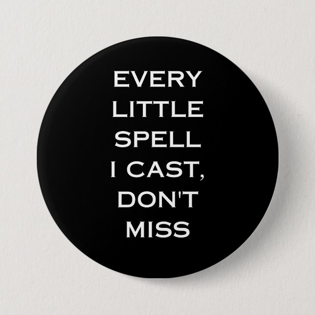 Manifestation Magic Black Quote, Minimalist Design Button (Front)