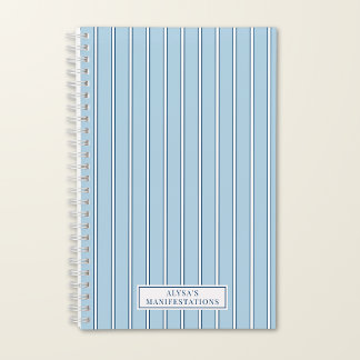 Manifestation Personalized Blue Coastal Stripe Notebook