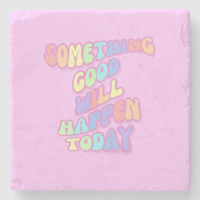Manifestation, Pink, Preppy, Good Things Stone Coaster (Front)