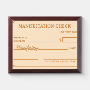 Manifestation Wall Check Award Plaque