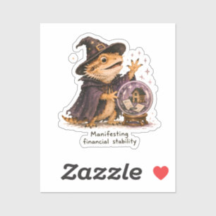 Manifesting Financial Stability Bearded Dragon Art Sticker