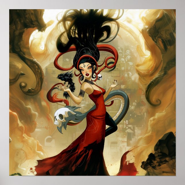 Manifesting Intention Witchy AI Art Matte Value Poster (Front)