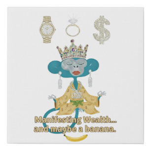 Manifesting Wealth Monkey zen art Faux Canvas Print