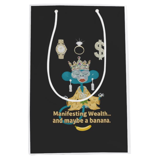 Manifesting Wealth Monkey zen art  Medium Gift Bag (Front)