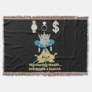 Manifesting Wealth Monkey zen art Throw Blanket