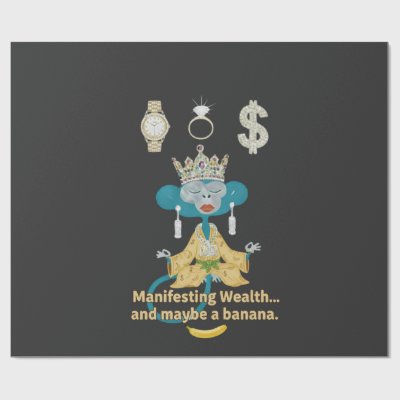 Manifesting Wealth Monkey zen art  Wrapping Paper