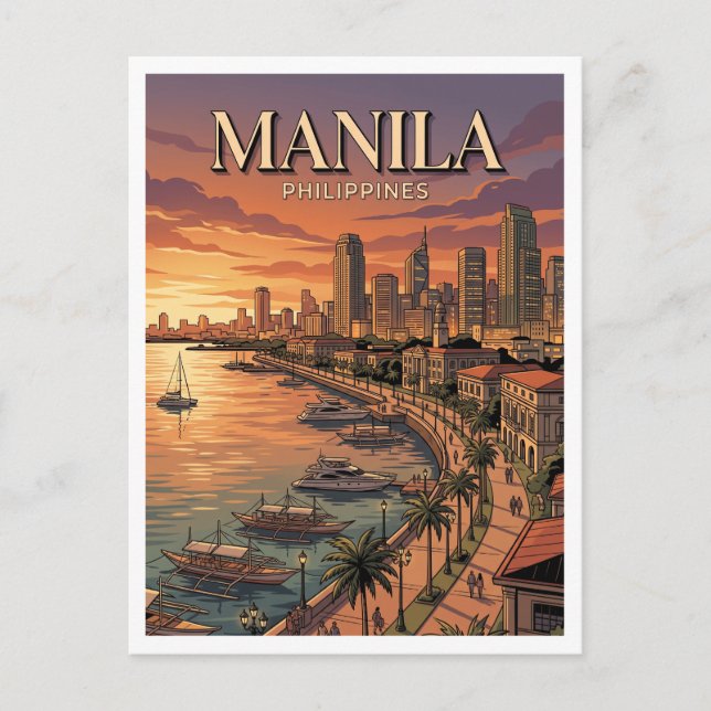 Manila Bay Philippines Postcard (Front)