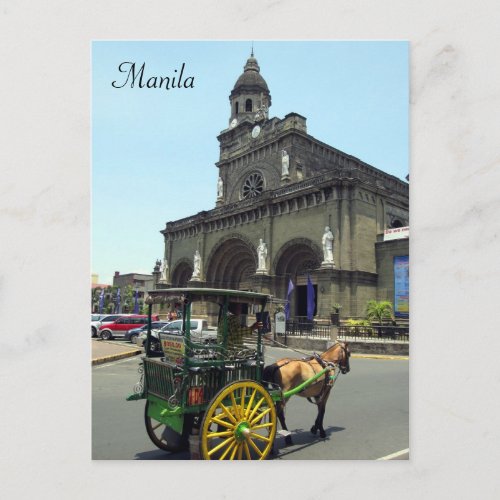 manila cathedral cart postcard