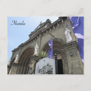 manila cathedral entrance postcard